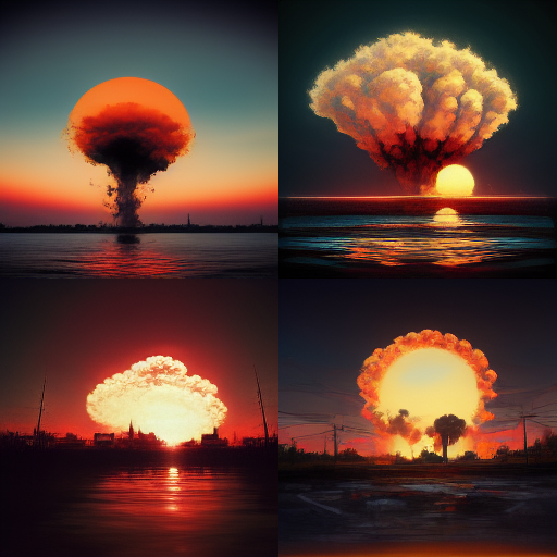 AI generated art - Atomic bomb explosion in sunset