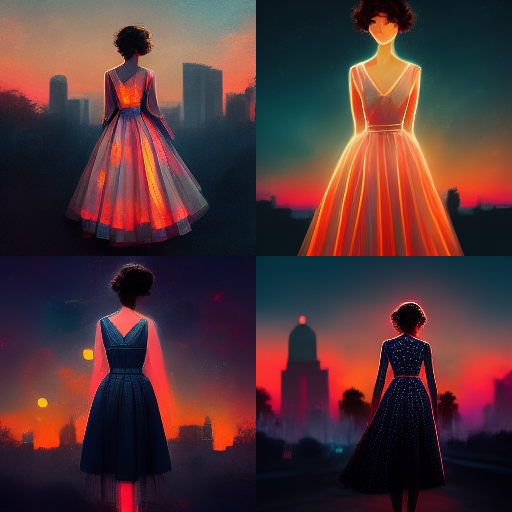 AI generated art - Woman in a Dior dress, sunset, Stranger Things style