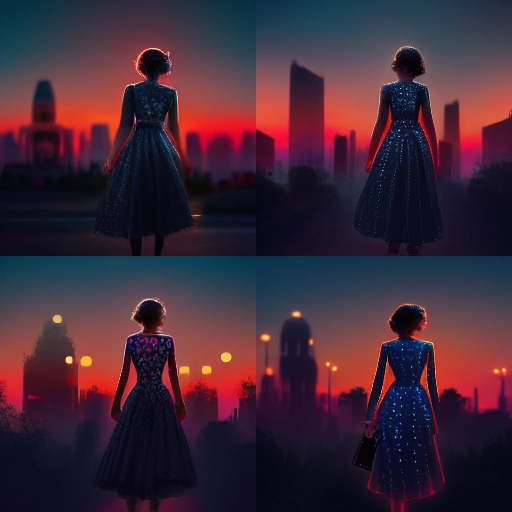 AI generated art - Variations to Dior dress in Stranger Things sunset
